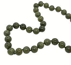 Vintage gold ART DECO CHINESE JADE BEAD necklace OLD STOCK 17 3/8″ 10 MM #A