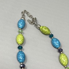 Bohemian Necklace Chunky Multi Color Acrylic Glass Beads Station Designer 19″