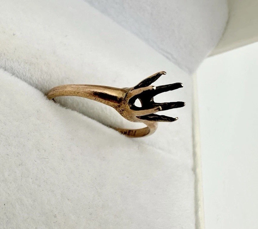 Antique Victorian Gold Shell Claw Prong Setting Ring SZ6.75 Repair No Stone Read