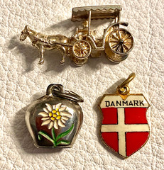 Vintage Sterling Silver & Brass World Travel & Map & Shield Charms CHOICE