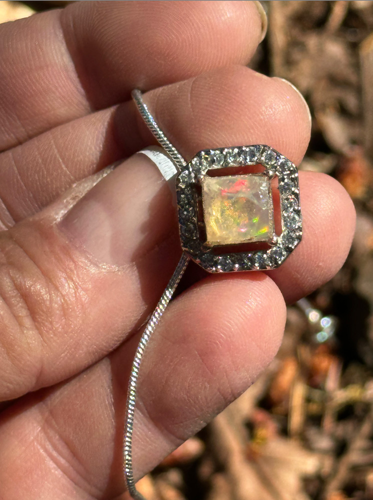 Antique Natural Fire Opal Necklace