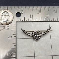 Vintage Heart Rhinestones Sterling Silver 935 Brooch Pin