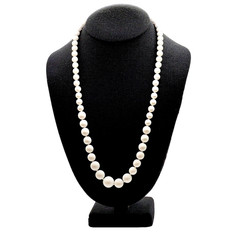 Marvella Classic White Graduated Acrylic Bead Professional Career Necklace 24 In
