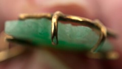 Vintage Green Jadeite Jade Pendant Pierced Floral Design in 14K Gold Setting