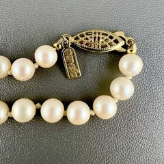 Vintage Marvella Necklace Faux Pearl Hand Knotted Gold Tone Classic Signed 30”
