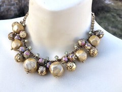 Verified D&E Juliana Book Piece Venetian Wedding Carved Roses Necklace