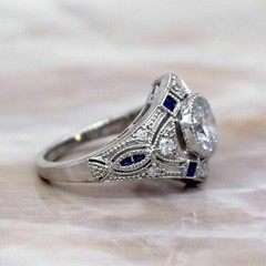 Antique Art Deco 2.30Ct White Diamond Vintage Wedding Ring 14K White Gold Plated