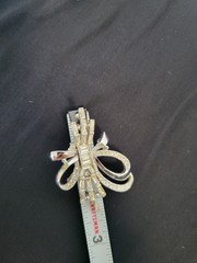Vintage 1950 Art Decho Rhinestone Tied Ribbon Brooch & Earings Stamped Anthony