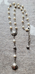 VTG JANICE GIRARDI JGD-LOTUS PEARL Y-Necklace/Rosary Style/Mala .925 Sterling