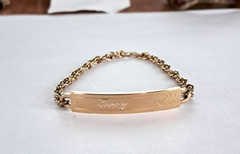 Vintage Speidel USA ID Identification Bracelet Tracy Gold Tone Hearts