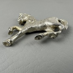 Vintage Horse Brooch Silver Tone Prancing Stallion Equestrian Western Figural