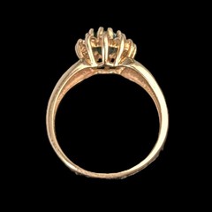 Vintage Oval Cut Emerald Diamonds 14k Yellow Gold Halo Ring Estate Jewelry Gift