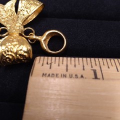 Dauplaise Gold Tone Bow Pendant with Faux Pearl Dangle (No Chain)