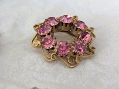 Mixed Lot of 7 Vintage Colorful Rhinestones Floral/Leaf Brooches