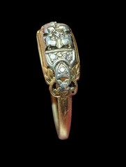1920s Art Deco Floral Diamond Ring 14K-18K Two-Tone Gold Size 6.5