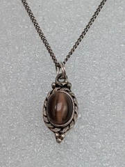 Dainty Vintage Sterling Silver 925 Tiger’s Eye Pendant Necklace