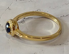 VINTAGE-RETRO .925 Silver Gold Tone – Sapphire & Rhinestone Solitaire sz 11.25