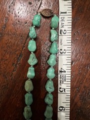 Vintage Turquoise Chinese Export Necklace with Silver Filigree Clasp 24″ 89g