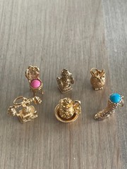 Vintage Avon Gold Tone Charm Bracelet Victorian Style Boot Chair Phone Owl~NOS