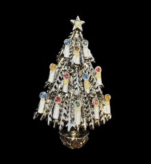 Brooch Pin Christmas Tree Lot 2” Vintage Silver & Gold Tone Holiday Jewelry