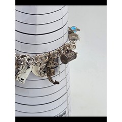 Heavy Vintage Jem Ster Sterling Charm Bracelet – 14 Sterling Charms 8″