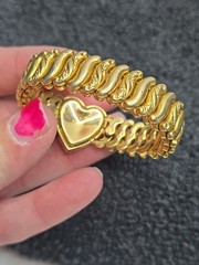 1930s American Queen Pitman And Keller Locket And Bracelet Set Gold Filled