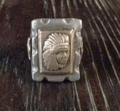 Mexican Biker Ring Native American Indian Head Warpath Vintage