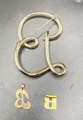Vintage Sterling Marcasite Letter B Brooch Pin Pendant Victorian Art Deco