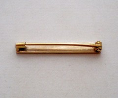 Antique Art Deco Solid 14K Yellow Gold Platinum Top Bar Brooch Pin 14kt