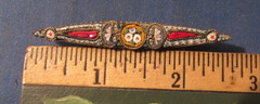 VINTAGE MICRO MOSAIC FLORAL BAR BROOCH PIN ITALY 2 1/2 INCHES