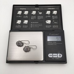 Vintage Sterling Silver Fancy Bezel 14mm CZ Dangle Earrings Marked 925 9g #68