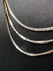 Vintage Three Strand 14.5″ Silver Tone Necklace Statement H Box Chain Unique