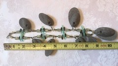 Vintage Unique Prehnite And Stone Necklace Brutalist 21 Inches With Dangle Hook
