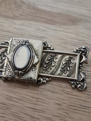 Old Art Nouveau Art Deco Ornate Bar Victorian Design Picture Locket Pin Brooch