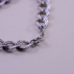 6.5”, 9mm, Vintage sterling silver double curb bracelet, 925 chain