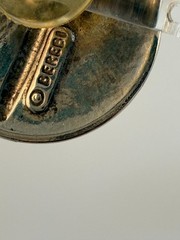 Vintage Signed Berebi Blue Enamel Button Post Earrings Blue Jean Boho Celestial