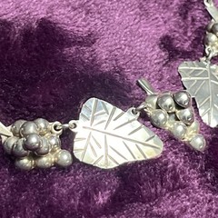 Vintage Art Deco Mexican Sterling Silver modern Grape Necklace ~16.5”; 36 grams