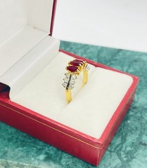 Simulated Ruby And Cubic Zirconia Ring Gold Electroplated Size 5
