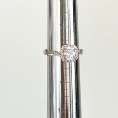 925 Sterling Silver & Rose Gold Plated Two Tone Clear CZ Sparkly Ring Size 8