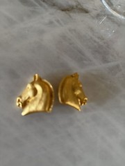 Vintage Gold Toned Hermès Horse Earrings