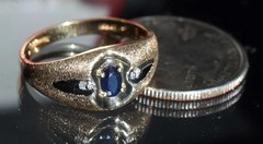 10k yellow gold 0.30ctw natural diamond ring sapphire sz 10 heated 2.63g Romance