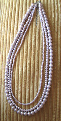 Vintage Lilac Purple Glass Faux Pearl Triple Strand Beaded 26 – 28″ Necklace