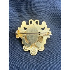 Jane Angels of Love AOL 1997 Gold Tone Floral Shell Brooch Faux Pearl Western