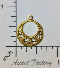 27603- 4 Pc Round Dangle Filigree w/Loop Brass Jewelry Finding Stamping Brass Ox