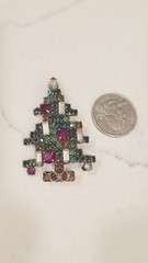 Vintage WEISS 5 Candles Christmas Tree Rhinestoned Brooch Pin Ideal BOOK PIECE