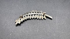 Vintage .925 Sterling Marcasite Leaf Pin Brooch 6 Grams