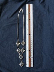 Sterling Silver Gemstone Y Necklace 925 Topaz Quartz Chain Pendant 18″ Vintage