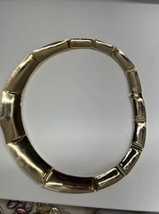 Vintage GoldTone Fringe 13 Panel Link Petite 1970’s Collar Choker 18″