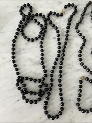 Vintage Set: 3 Black Bead Necklaces with Matching Bracelet