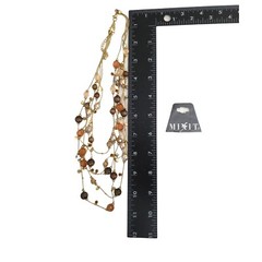 Mix-It Gold Tone Illusion Necklace Amber Acrylic Bead Multi Chain JC Penny 22″